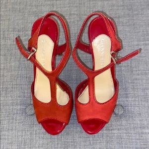 red stiletto heel pumps